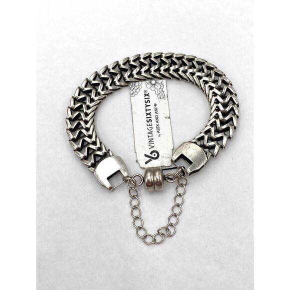 Alex and Ani Windfall Magnetic Bracelet Vintage 66 Rafaelian Silver 7” - Picture 1 of 8
